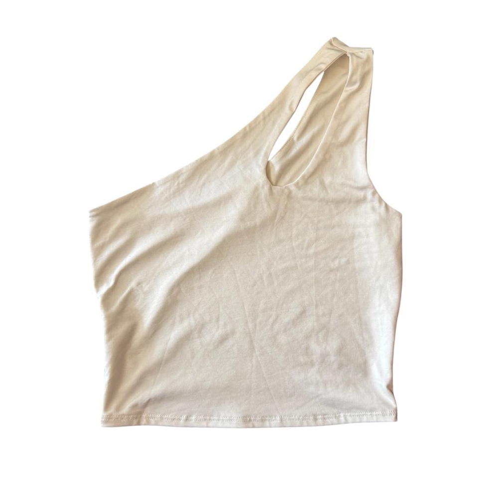 Live in the Moment One Strap Cutout Crop Top White